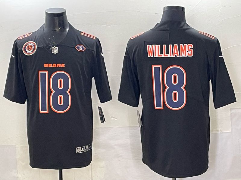 Men 2025 Nike Chicago Bears #18 Williams Black Limited NFL Jersey style 014